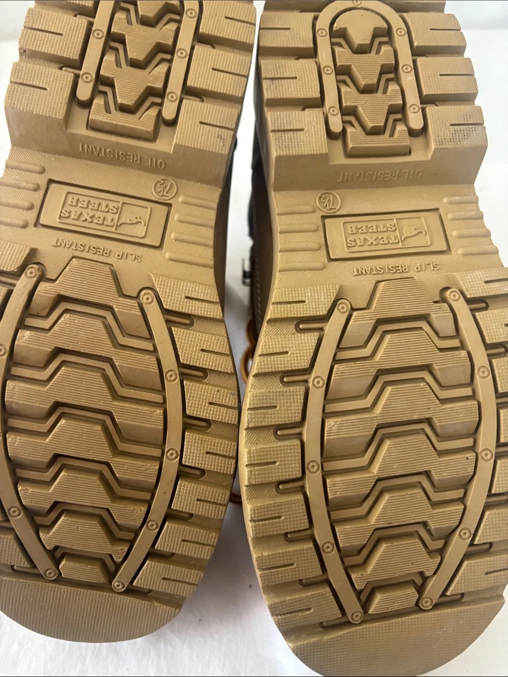 Texas Steer Men's Tan Work Boots with Cushioned Support. Excellent Soles.